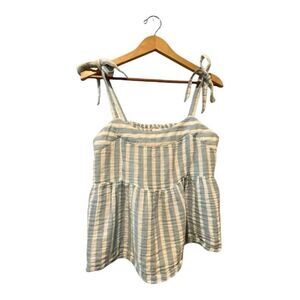 Old Navy Tank Shoulder Ties Blue White Stripes Boho Festival L
